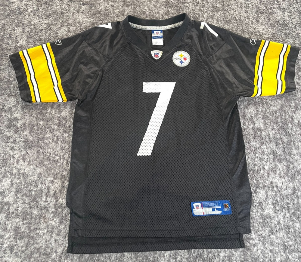 Reebok Steelers Big Ben Roethlisberger #7 NFL Football Jersey Youth Large Black